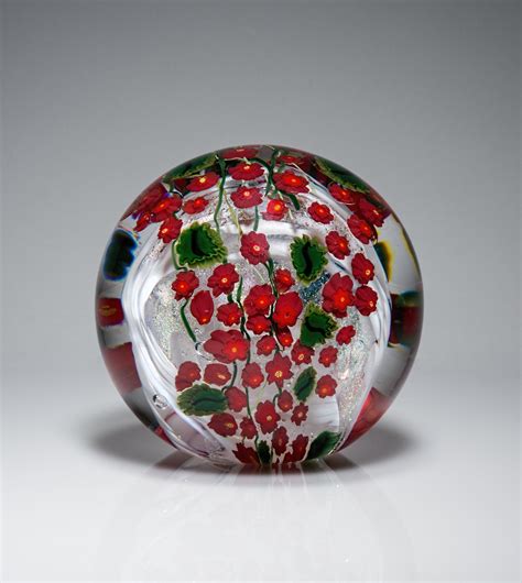 Poinsettia Paperweight By Shawn Messenger Art Glass Paperweight