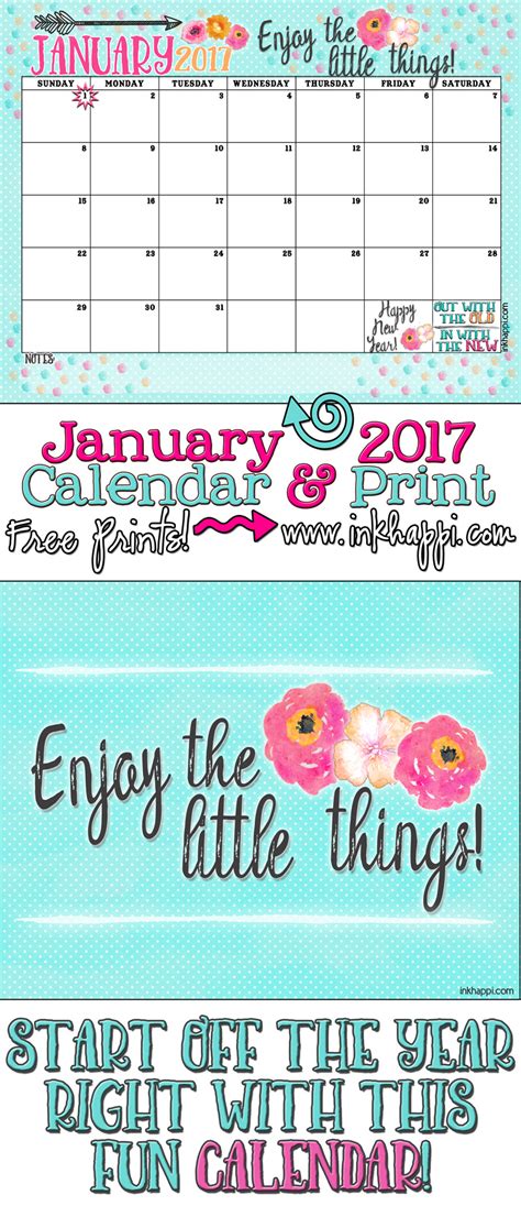 january 2017 calendar and print enjoy the little things inkhappi