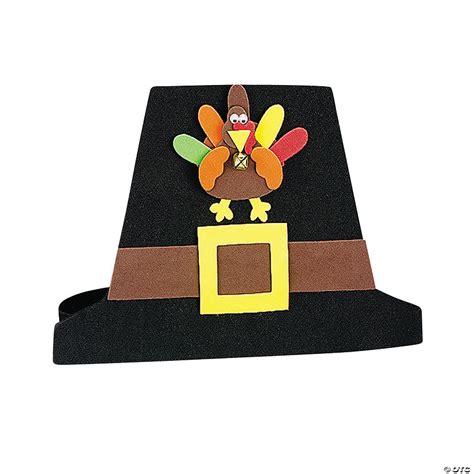 Pilgrim Hat With Turkey Craft Kit Makes 12 Oriental Trading