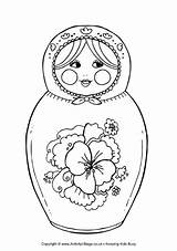 Doll Dolls Colouring Matryoshka Coloring Nesting Russian Pages Drawing Template Printable Girl Activityvillage Russia Colour Toys Activity Pretty Color Sheets sketch template