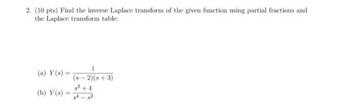 Solved 2 10 Pts Find The Inverse Laplace Transform Of