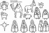 Nativity Coloring Manger Shepherds Stable Cutouts Colorine sketch template