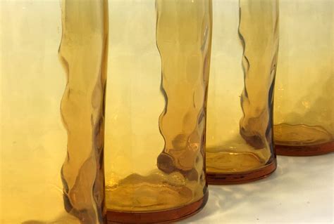 set of 4 vintage libbey amber juice glasses pinched