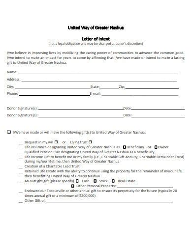 charity letter  intent templates
