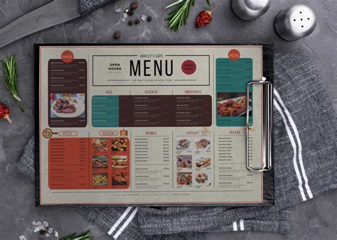 restaurant menu horizontal design template effects