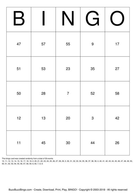 numbers   bingo cards   print  customize