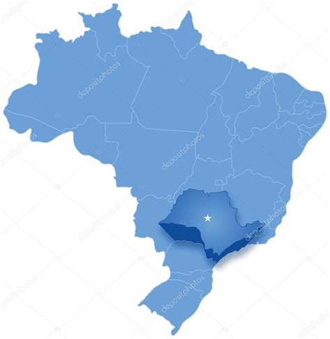 Map Of Brazil Where Sao Paulo Is Pulled Out — Stock Vector