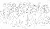 Disney Princess Coloring Princesses Pages Characters Printable Group Kids Baby Print Drawing Together Color Adults Colouring Cute Belle Clipart Girls sketch template