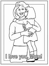 Coloring Mother Pages Printable Daughter Mom Mothers Happy Kids Mommy Kissing Color Hugging Father Card Print Sheets sketch template