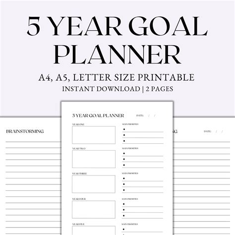 year goal planner printable goal tracker printable etsy