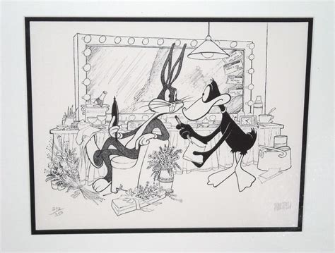 Al Hirschfeld ~ Bugs Bunny And Daffy Duck Backstage