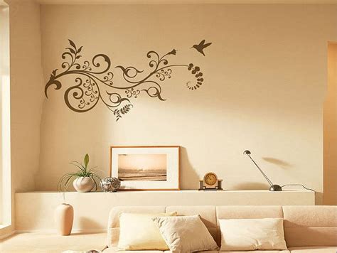 wall stickers floral motif  cream room interior design ideas