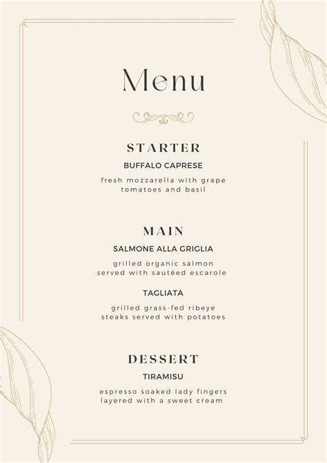 printable  customizable fancy menu templates canva buchcom
