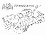 Coloring Firebird Pontiac 1969 Adult Printable Instant sketch template