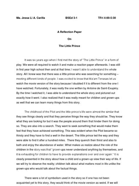 english  reflection paper    reflective essay