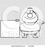 Plump Gym Sign Man Outlined Coloring Clipart Vector Cartoon Cory Thoman sketch template