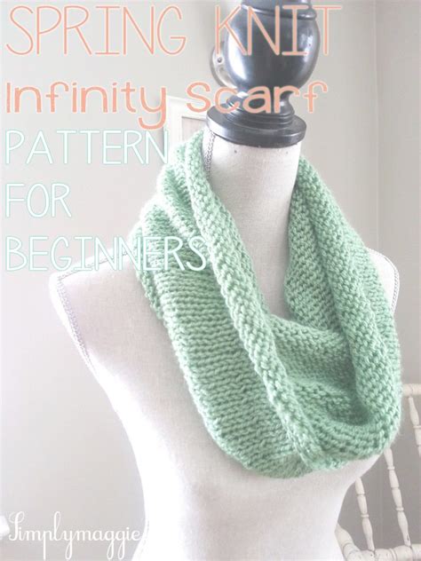 spring knit infinity scarf with pattern for beginners