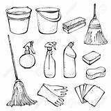 Tools Cleaning Drawing Supplies Household Clean House Clip Coloring Office Vector Doodle Illustration Drawings Stock Draw Sketch Doodles Icon Clipart sketch template