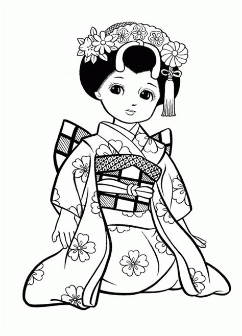 geisha de japon  colorear clip art library