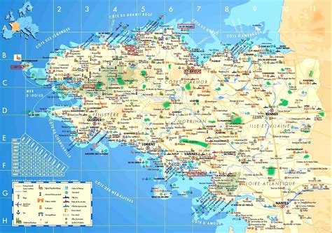 carte de bretagne geographie vacances arts guides voyages