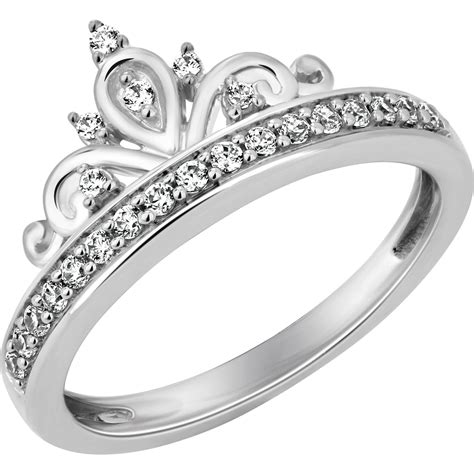 disney enchanted  white gold  ctw diamond tiara ring diamond fashion rings jewelry
