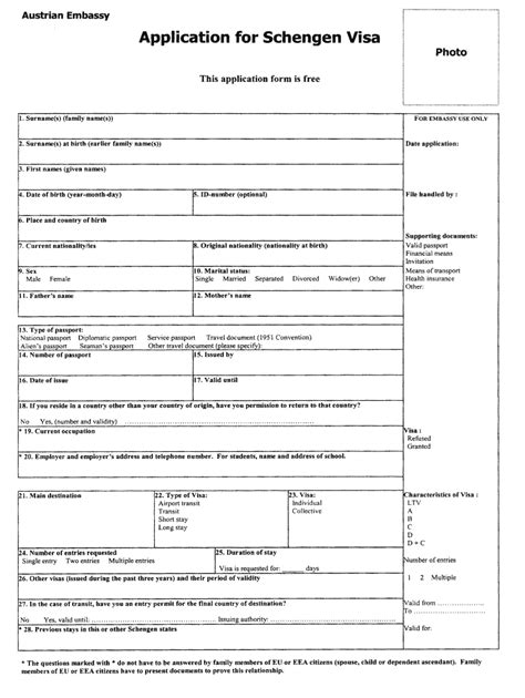 Austrian Embassy Application For Schengen Visa Fill And