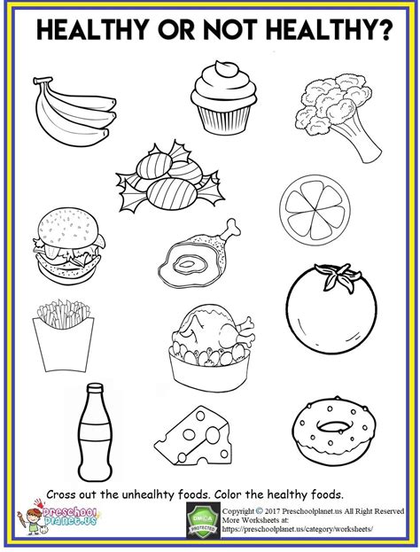 healthy food worksheet healthy  unhealthy food preschool food