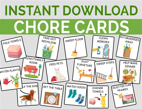 kids chore cards  printable toddler preschool family etsy