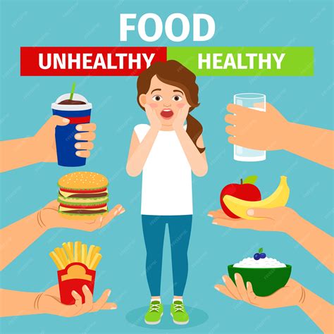premium vector healthy  unhealthy food choice