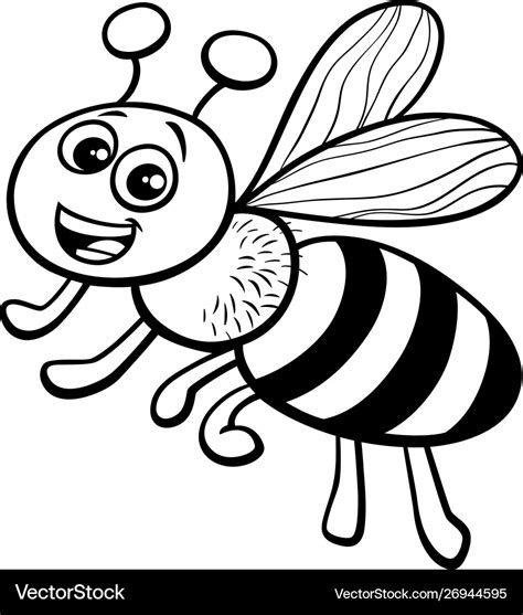 honey bee cartoon character coloring book vector image