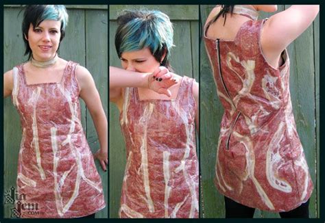 pre gaga meat outfits meat dress dresses bacon dressing