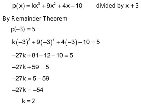 if kx cube 9x square 4x 10 divided by x 3 leaves remainder 5 find the