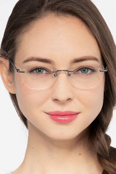 gunmetal rectangle prescription eyeglasses medium rimless metal eyewear