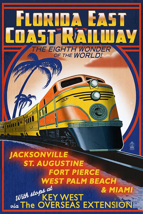 transpress nz florida east coast railway poster circa