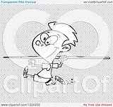 Javelin Throw Preparing Running Boy Illustration Cartoon sketch template