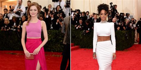 emma stone and rihanna show the met gala some abs self