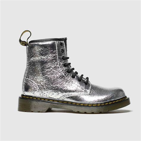 dr martens silver  crinkle metallic boots junior shoefreak