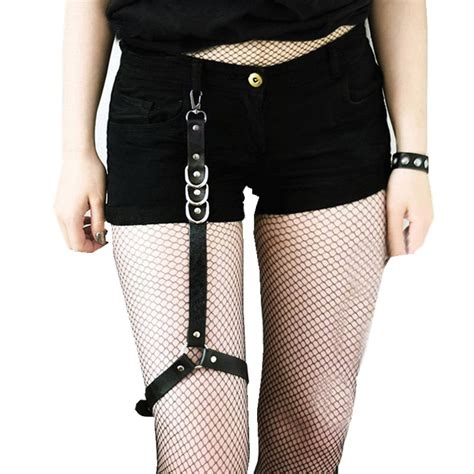 leather harness women thigh straps leg garter pastel goth jartiyer sexy