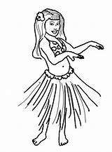 Coloring Hula Girl Pages Hawaiian Dance Performing Wave Hand Her sketch template