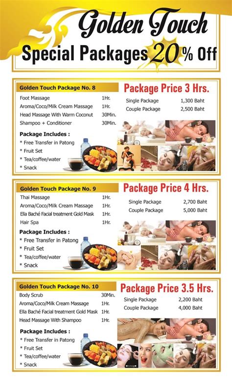prices golden touch massage and beauty salon