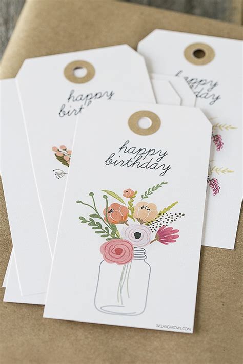 floral printable birthday gift tags  laugh rowe