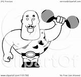 Strongman Dumbbell Holding Cartoon Clipart Vector Cory Thoman Outlined Coloring Royalty Collc0121 sketch template