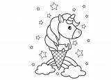 Unicorno Colorare Arcobaleno Disegni Bambini Gelato Idee Nuvole sketch template