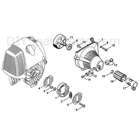 stihl fs  brushcutter fs  parts diagram clutch fan housing