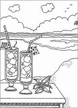 Beach Cocktails Coloring Zen Stress Pages Adults Drink Anti Adult Want These Do Justcolor sketch template