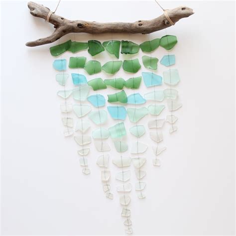 Custom Made Sea Glass And Driftwood Mobile By The Rubbish