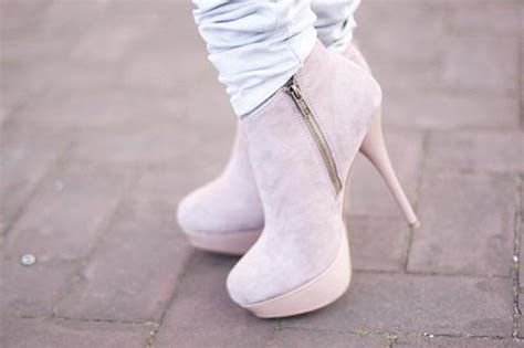 beautiful high heels jeans pink plateau image