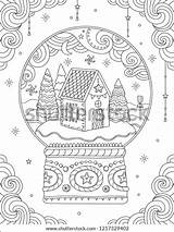 Coloring Christmas Adult Ball Crystal Vector Snow sketch template