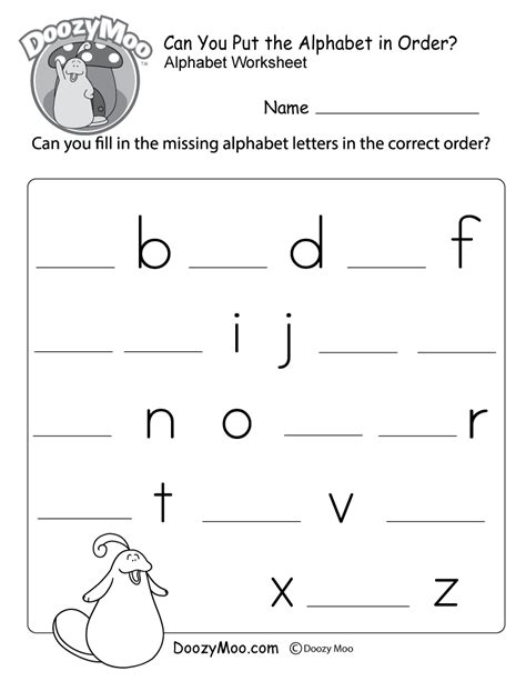 alphabet order worksheets  kindergarten alphabetworksheetsfreecom