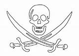 Pirate Coloring Flag Pages Flags Skull Skeleton Printable Quilt Pirates Skeletons Roger Jolly Bones Small Outine sketch template